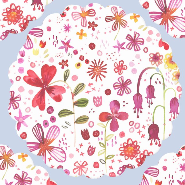 Dessous-de-verre En Papier Aquarelle de fleurs sauvages (Watercolor wild flower pattern modern party paper coasters)