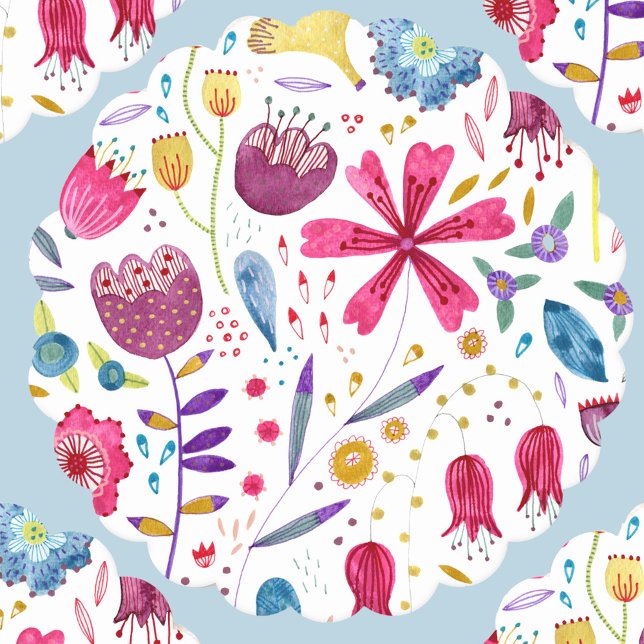 Dessous-de-verre En Papier Aquarelle florale moderne (Floral watercolor modern paper coasters)