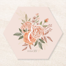Aquarelle Florale Pêche Rose Rose Dusty