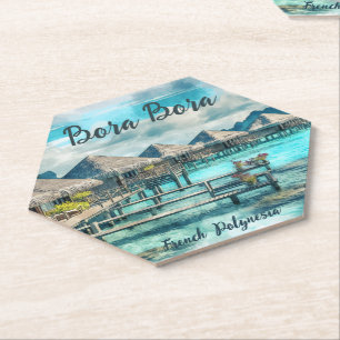 Dessous-de-verre En Papier Aquarelle Polynésie française Bora Bora Serenity  