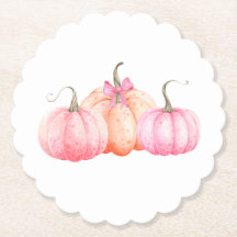 Aquarelle rose Bow Citrouilles pour l'automne