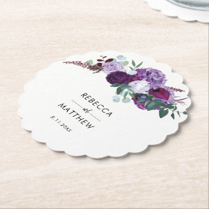 Dessous-de-verre En Papier Aquarelle Script Mariage Favoriser Floral