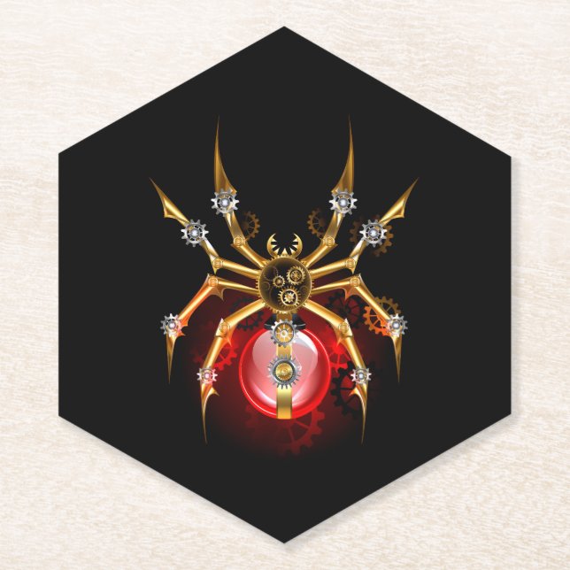 Dessous-de-verre En Papier Araignée en vapeur noire (Devant)