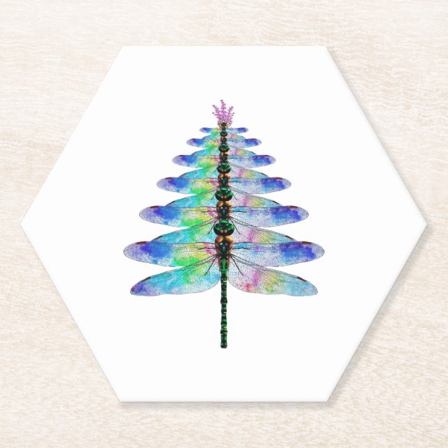 Dessous-de-verre En Papier Arbre de Noël dragonfly (Devant)