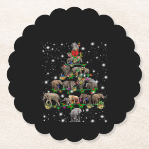Dessous-de-verre En Papier Arbre De Noël Éléphant Couvert De Lampe De Feu
