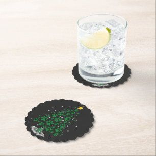 Dessous-de-verre En Papier Arbre de Noël Empreinte de Patte Amateur de Chien