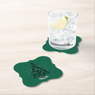 Dessous-de-verre En Papier Arbre de Noël Empreinte de Patte Amateur de Chien