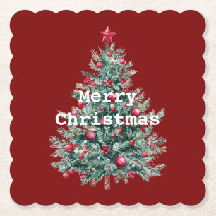 Dessous-de-verre En Papier Arbre de Noël Rouge Vert