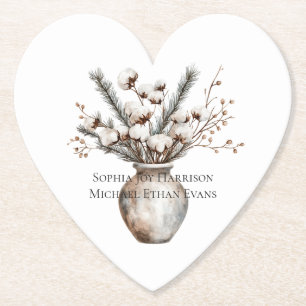 Dessous-de-verre En Papier Arbre Fleurissant Blanc Romantique en Vase Mariage