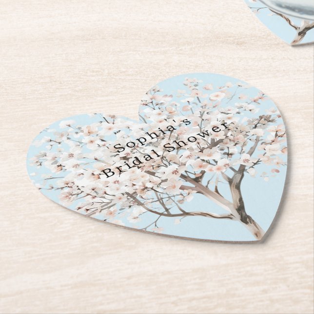 Dessous-de-verre En Papier Arbre Fleurissant Rose Mariage Fille Shower (Incliné)