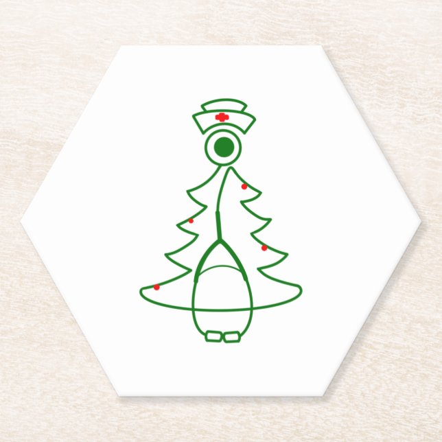 Dessous-de-verre En Papier Arbre stéthoscope (vert) (Devant)