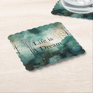 Dessous-de-verre En Papier Arbres verts en or