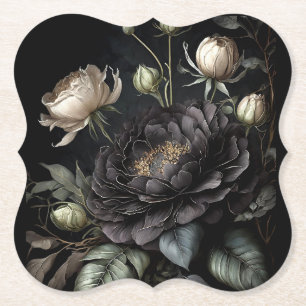 Dessous-de-verre En Papier Arrangement gothique Rose Fleur noire