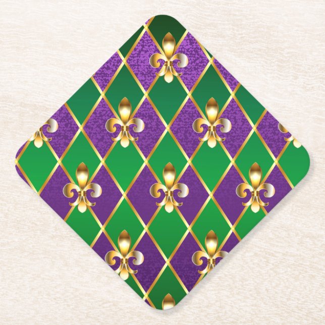 Dessous-de-verre En Papier Arrière - plan de bijoux Mardi Gras (Devant)