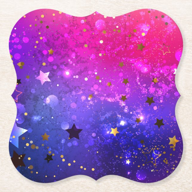 Dessous-de-verre En Papier Arrière - plan rose brillant (Devant)