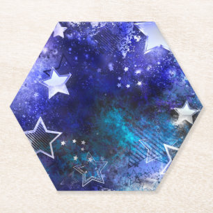 Dessous-de-verre En Papier Arrière - plan spatial avec étoiles