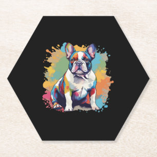 Dessous-de-verre En Papier Art de bouledogue français coloré pour les amateur