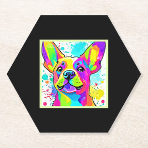 Dessous-de-verre En Papier Art de chiot bouledogue français vibrant