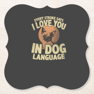 Dessous-de-verre En Papier Art de citation de chien d'amour d'empreinte de pa