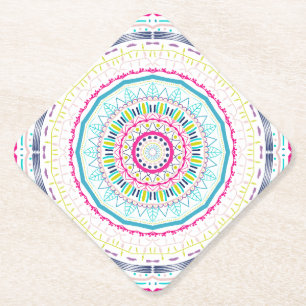Dessous-de-verre En Papier Art de mandala coloré vibrant