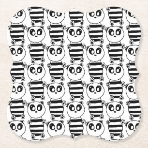 Dessous-de-verre En Papier Art de panda noir et blanc ludique