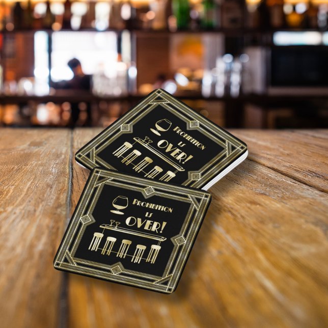 Dessous-de-verre En Papier Art Déco Retro Nouvel An Eve Interdiction Bar Part (Art Deco Retro New Years Eve Prohibition Bar Party Paper Coaster)