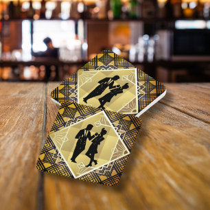 Dessous-de-verre En Papier Art Déco Roaring 20's Couple New Year's Eve Party