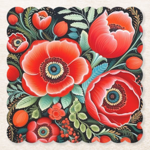 Dessous-de-verre En Papier Art traditionnel ukrainien de Petrikivka