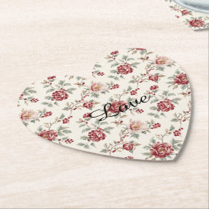 Dessous-de-verre En Papier Assez Chic Fleur Florale Rouge Crème  