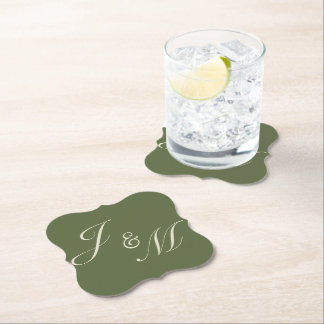 Dessous-de-verre En Papier Assiettes de réception de mariage Olive & Beige
