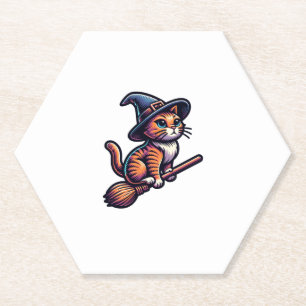 Dessous-de-verre En Papier Assistant Chat Sorcière Halloween Amoureux de les 