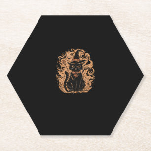Dessous-de-verre En Papier Assistant Sorcière de chat noir Mystical Cute Blac