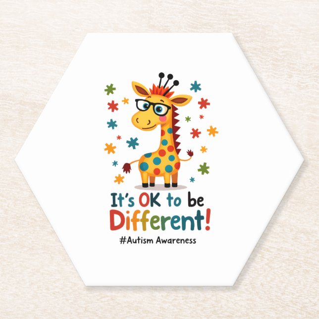 Dessous-de-verre En Papier Autism Awareness Cute Giraffe Animal Its Ok To Be  (Devant)