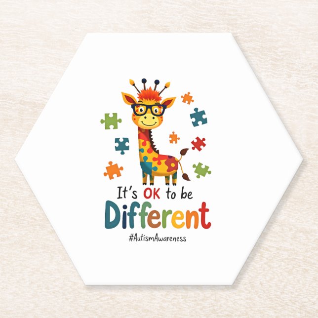 Dessous-de-verre En Papier Autism Awareness Cute Giraffe Animal Its Ok To Be  (Devant)