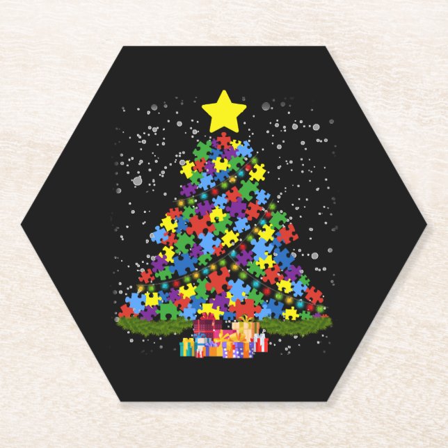 Dessous-de-verre En Papier Autisme - Arbre de Noël (Devant)