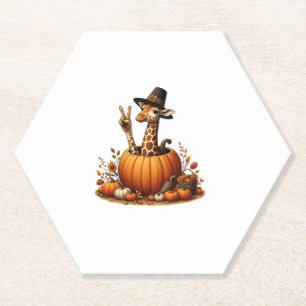 Dessous-de-verre En Papier Automne Citrouille Automne Giraffe Thanksgiving Fe