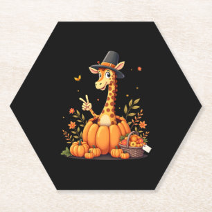 Dessous-de-verre En Papier Automne Citrouille Automne Giraffe Thanksgiving Fe
