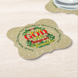 Dessous-de-verre En Papier Avec Dieu toutes les choses possibles Citation de