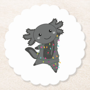 Dessous-de-verre En Papier Axolotl Joyeux Noël Animaux d'hiver Axolotls