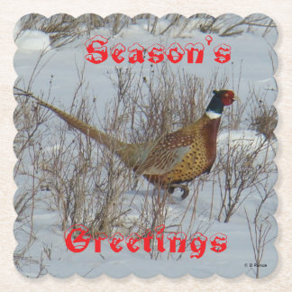 Dessous-de-verre En Papier B23 Ring Necked Pheasant in Snow Coaster