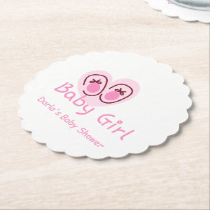 Dessous-de-verre En Papier Baby Girl Chaussures Roses Baby Shower