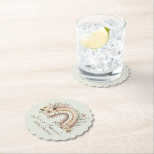 Dessous-de-verre En Papier Baby shower Arc-En-Ciel Et Fleurs Boho