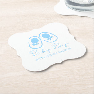 Dessous-de-verre En Papier Baby Shower Baby Boy Blue Shoes