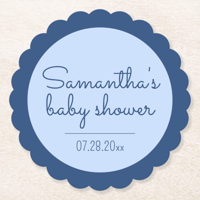 Dessous-de-verre En Papier Baby shower bleu Dessous de verre à échasses (Devant)
