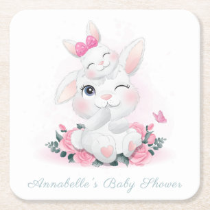Dessous-de-verre en papier: Baby shower: BUNNY SUR