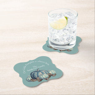 Dessous-de-verre En Papier Baby shower Citrouille bleu