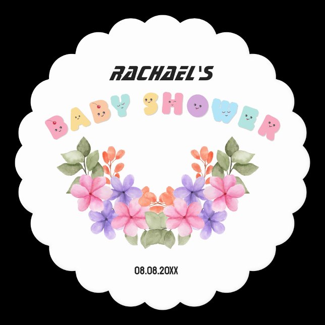 Dessous-de-verre En Papier Baby Shower Fille Rose Pâle Floral (Créateur téléchargé)
