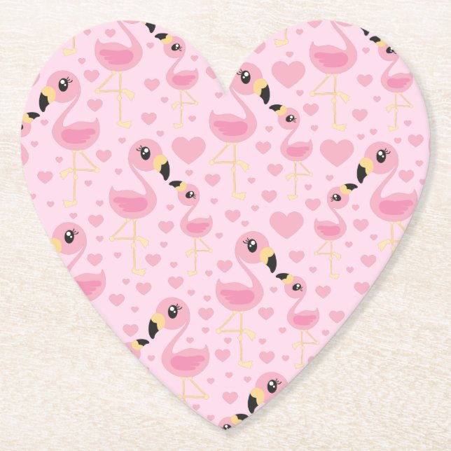 Dessous-de-verre En Papier Baby shower Flamant rose rose (Devant)