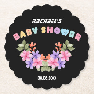 Dessous-de-verre En Papier Baby shower floral rose doux