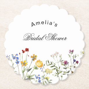 Dessous-de-verre En Papier Baby Shower Minimaliste Fleurs Sauvages